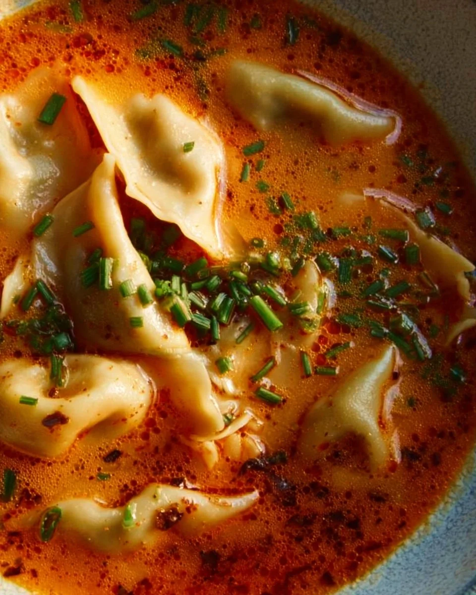 Delicious Coconut Curry Soup with dumplings in a bowl.