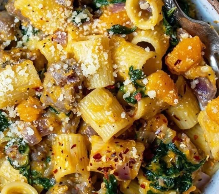 Creamy Butternut Squash Pasta with Sausage and Spinach