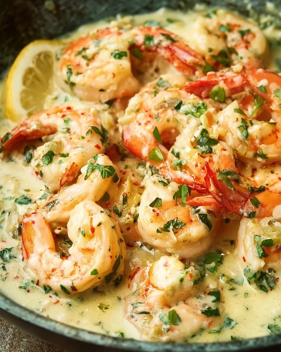 Creamy Lemon Garlic Prawns