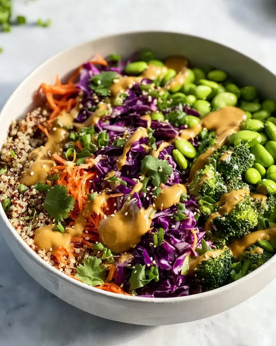 Crunchy Asian Edamame Salad with Peanut Dressing