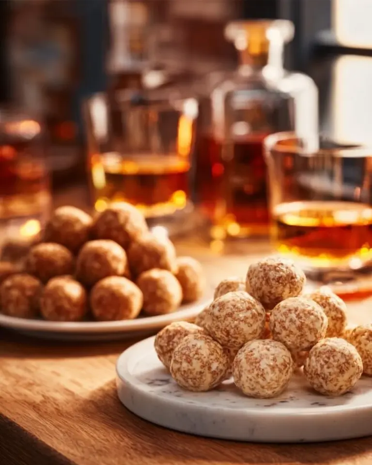 Delicious Fireball Whiskey Balls with a hint of cinnamon flavor.