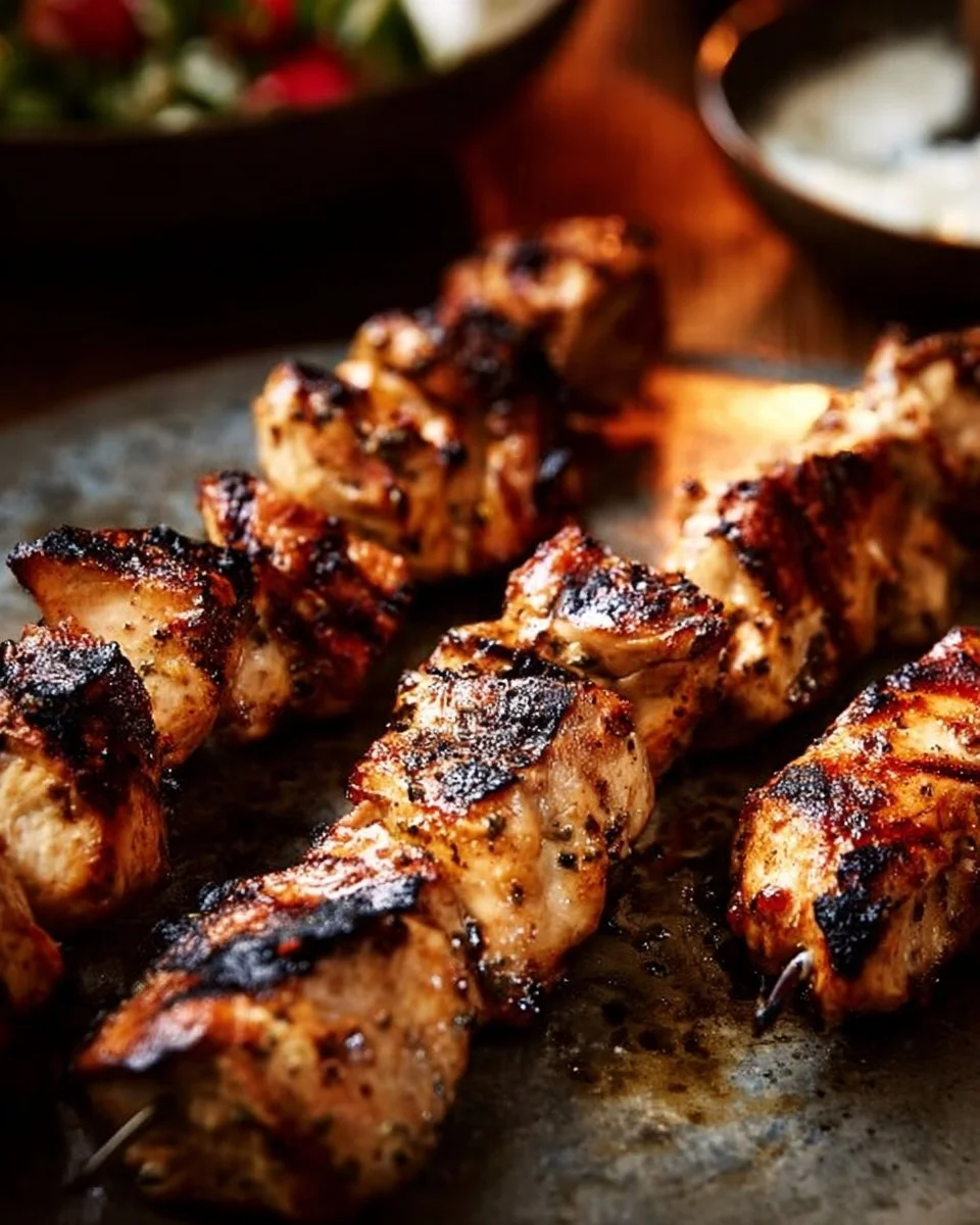 Plate of Greek Chicken served with homemade Tzatziki sauce