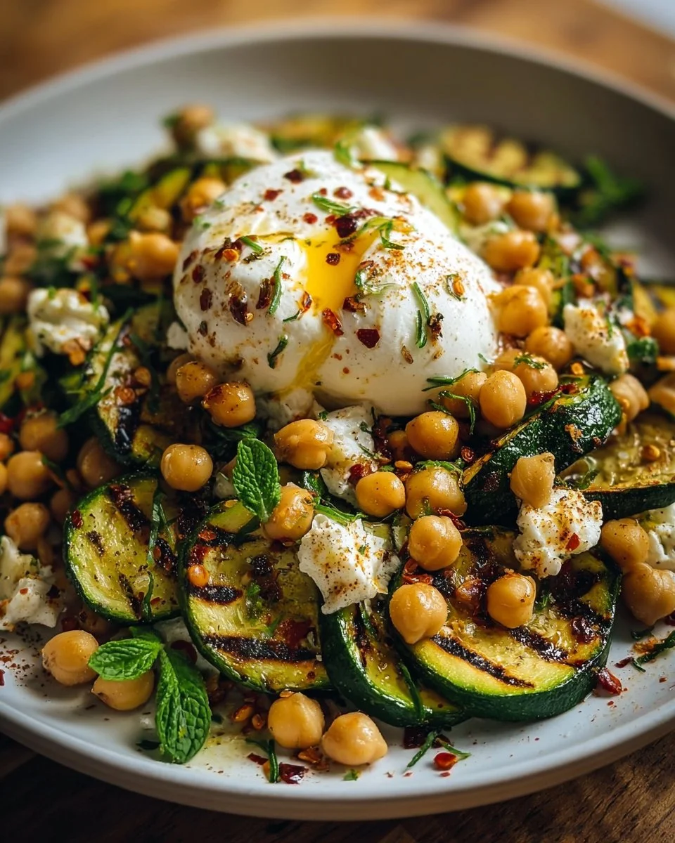 Grilled Zucchini Chickpea Salad with Burrata & Chili Oil: A Flavor Explosion!