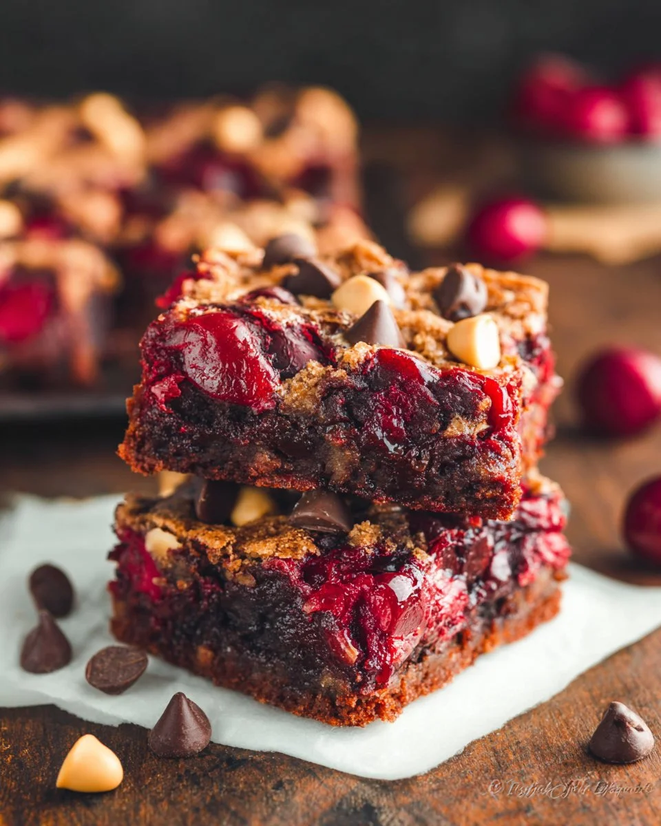 Heavenly Chocolate Cookie Cherry Bars