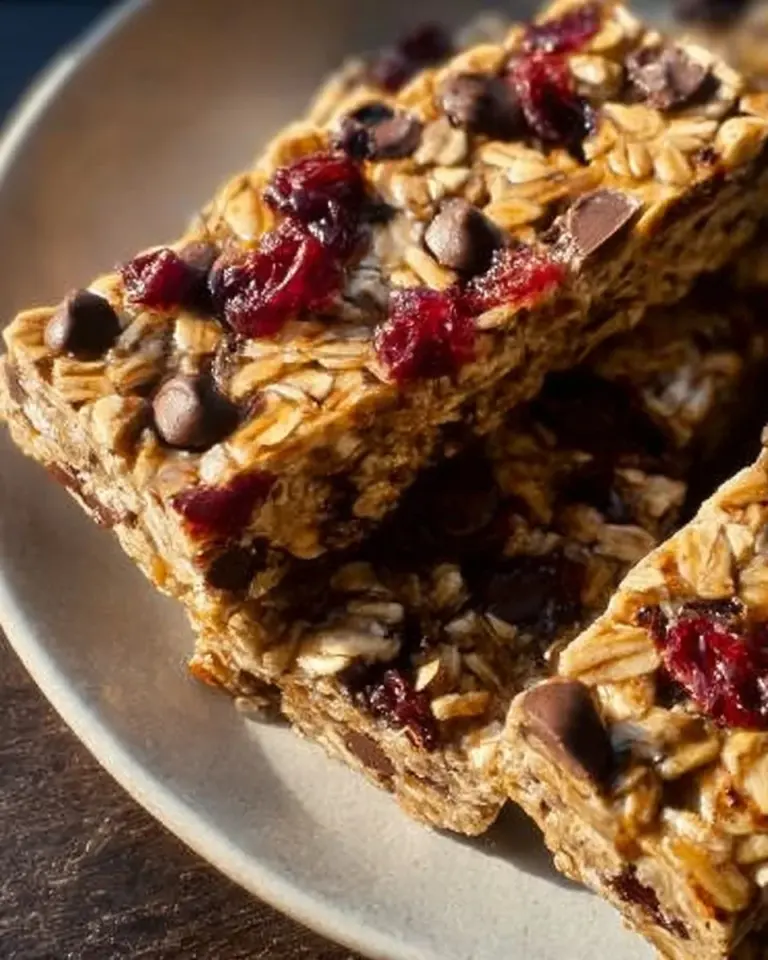 Homemade granola bars made with oats, nuts, and dried fruits for a healthy snack.