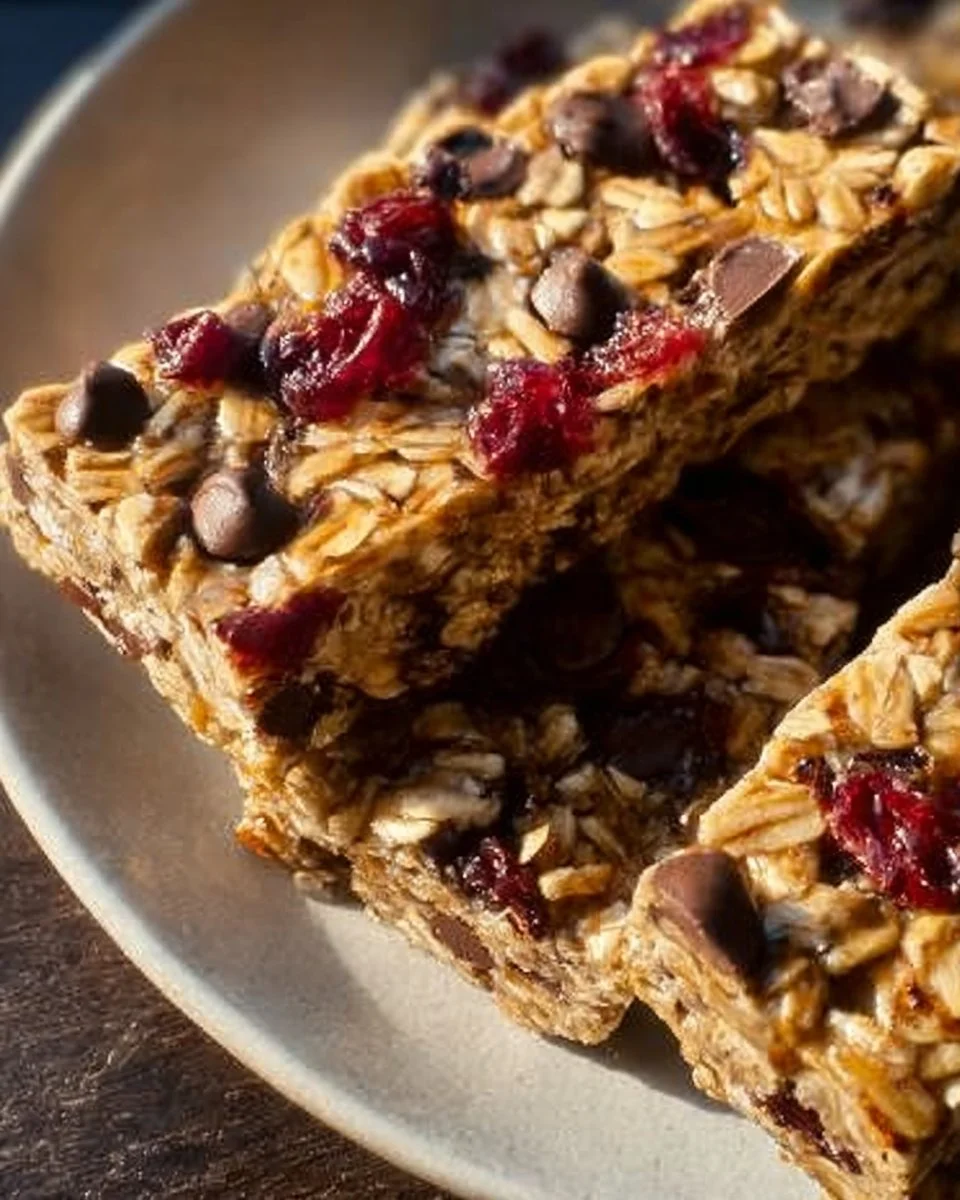 Homemade granola bars made with oats, nuts, and dried fruits for a healthy snack.