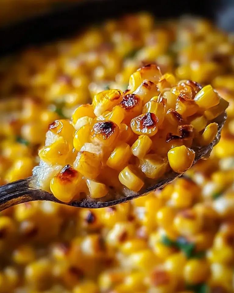 Delicious honey butter skillet corn served in a rustic skillet.