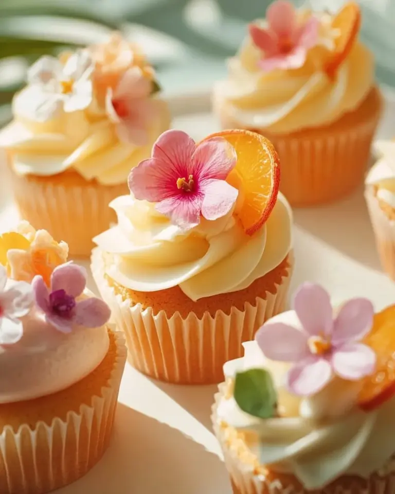 Delicious Honey Peach Cream Cheese Cupcakes with fresh peach slices on top