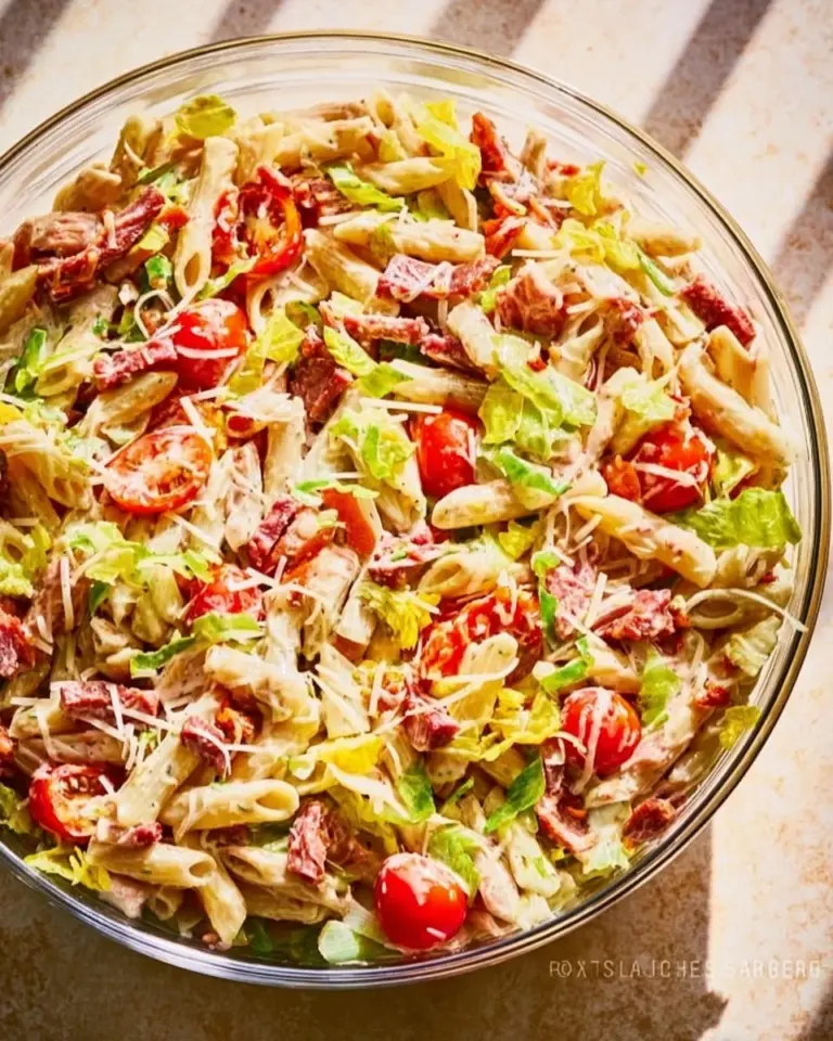 Colorful Italian Grinder Pasta Salad with fresh ingredients and dressing