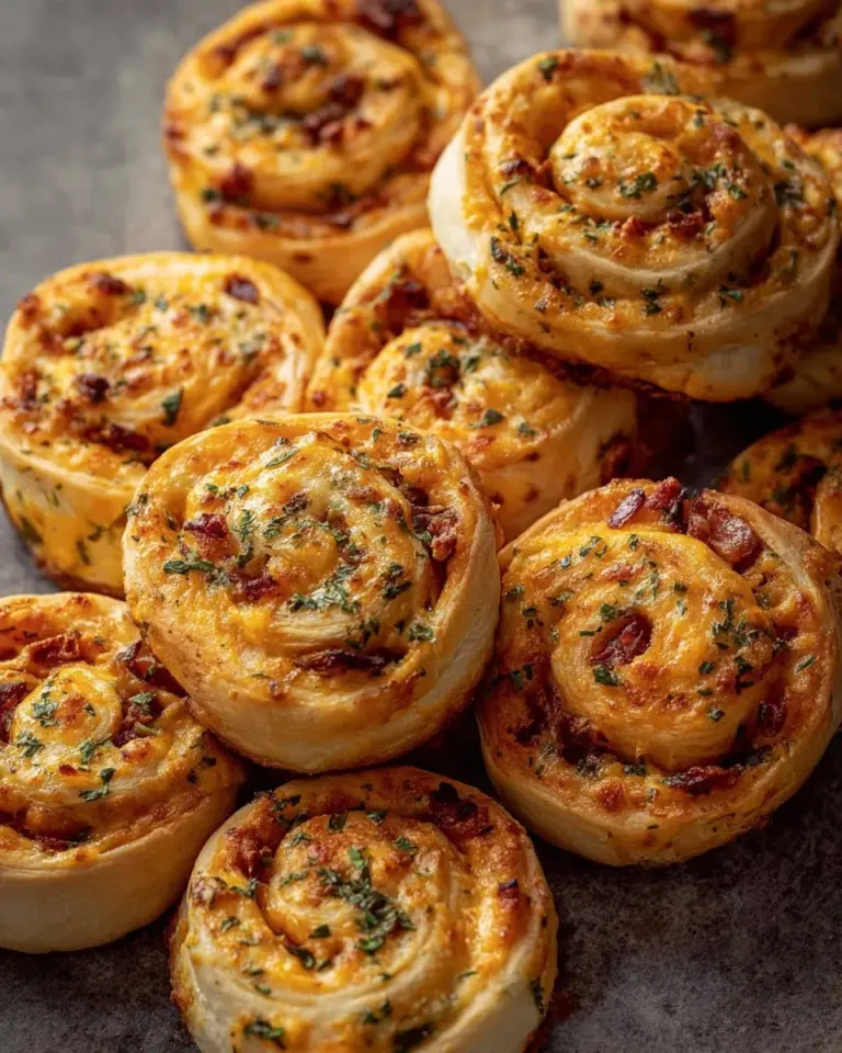 Jalapeño popper pinwheels on a platter, garnished with herbs.