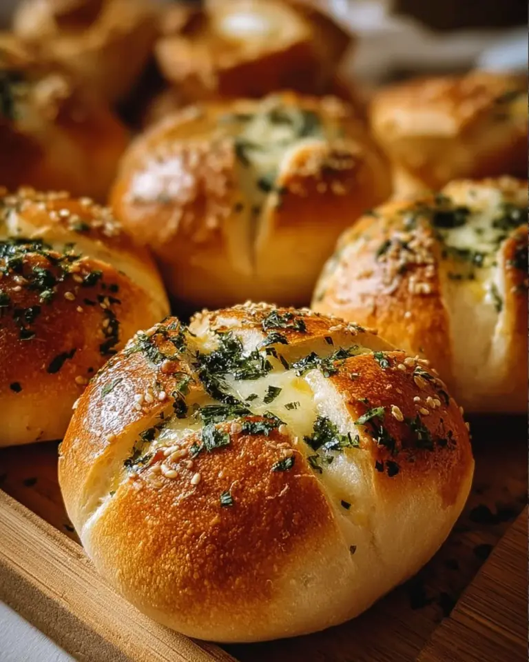 Korean cream cheese garlic bread topped with herbs and spices