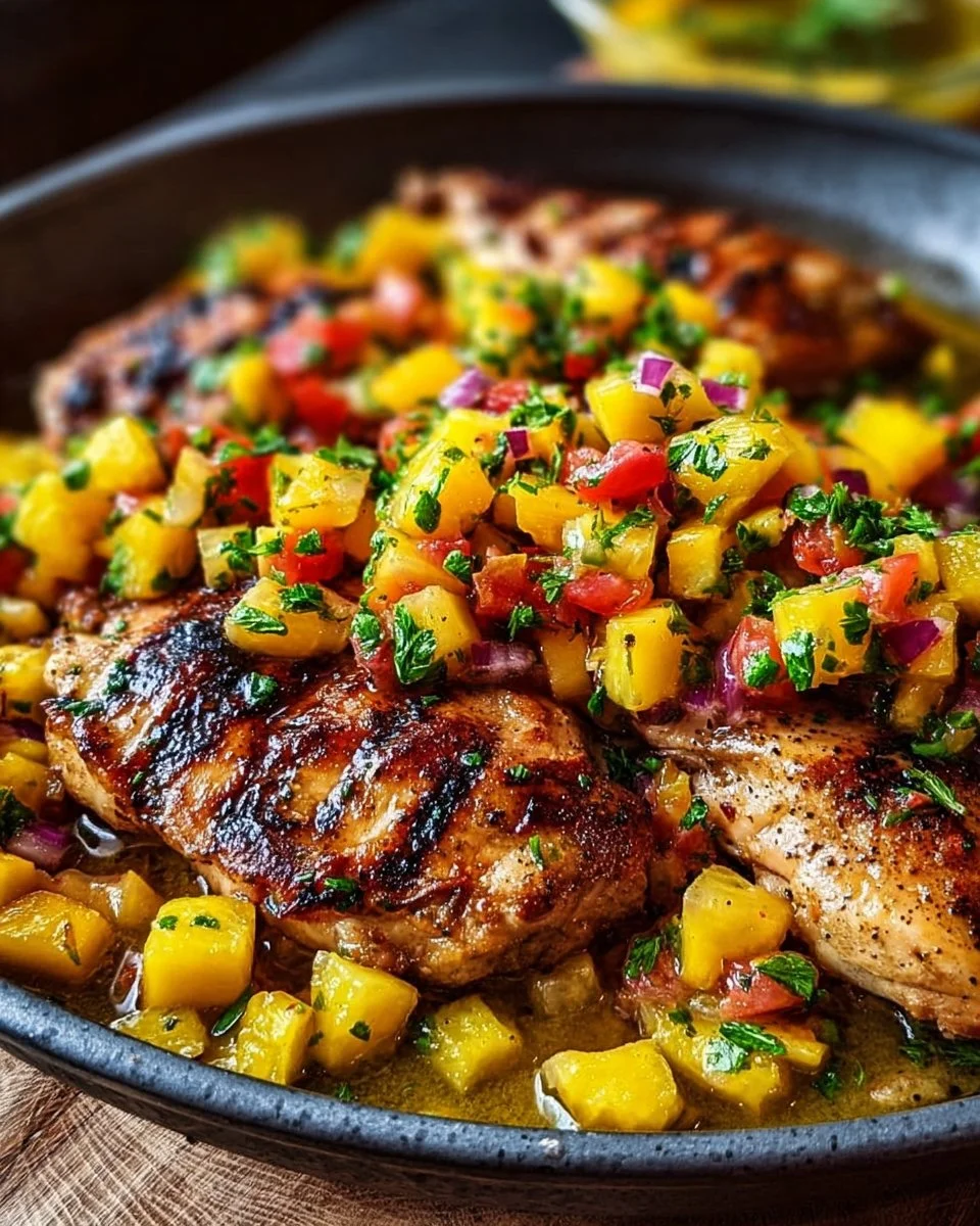 Lemon Ginger Chicken with Pineapple Mango Salsa