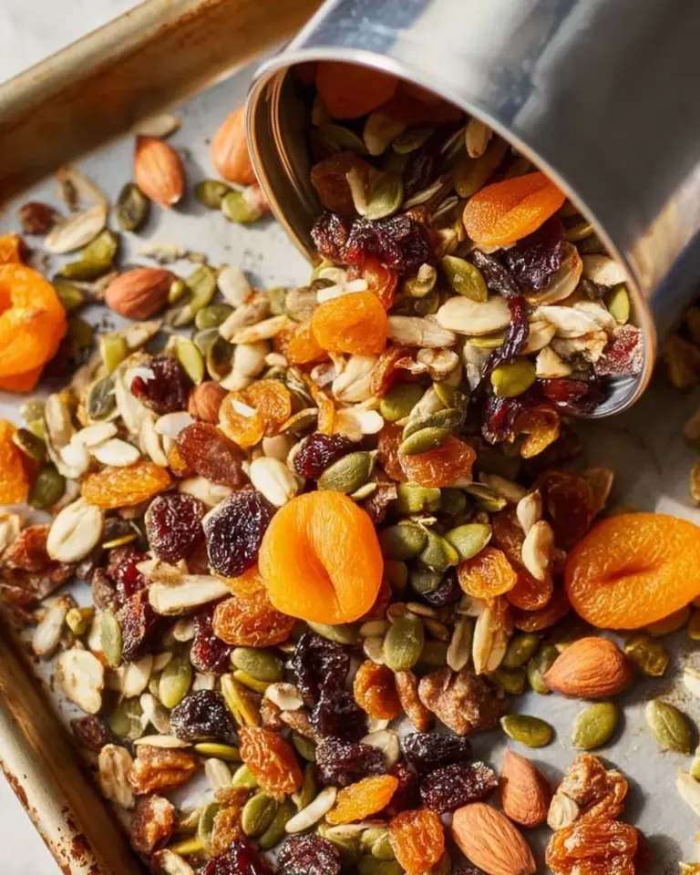 Maple Pumpkin Fall Harvest Trail Mix featuring nuts and dried fruits