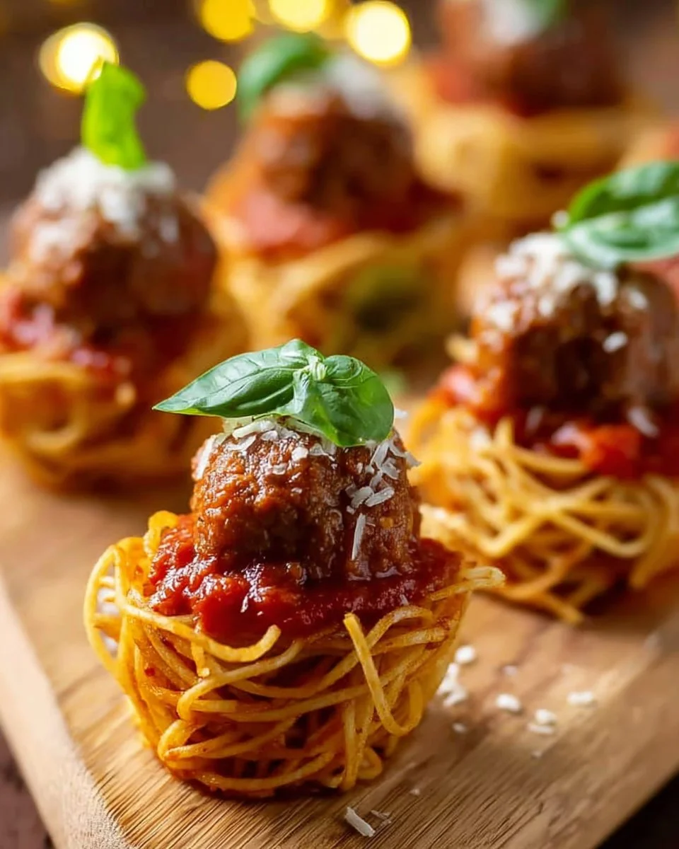 Mini Spaghetti and Meatball Bites