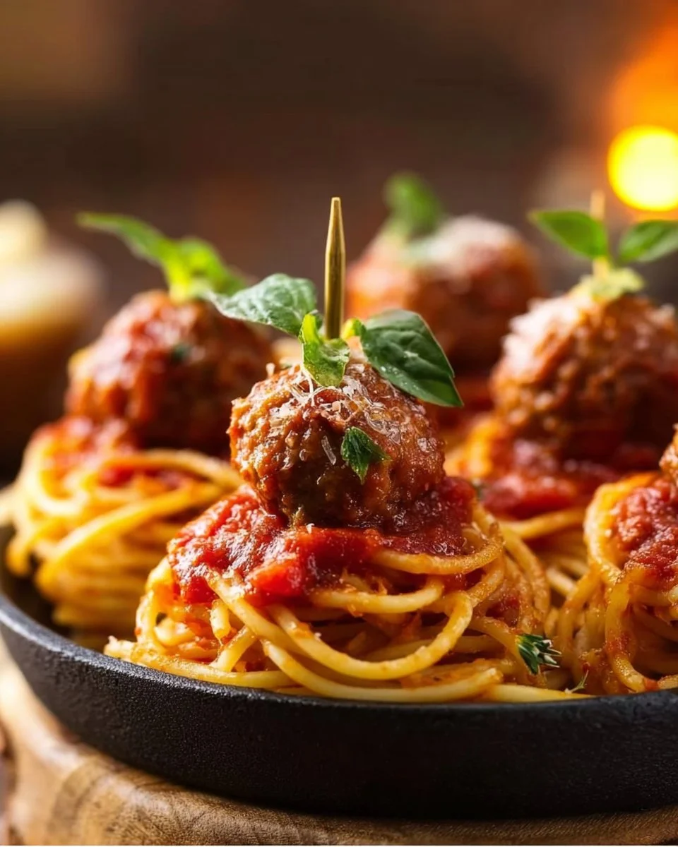 Mini Spaghetti and Meatball Bites