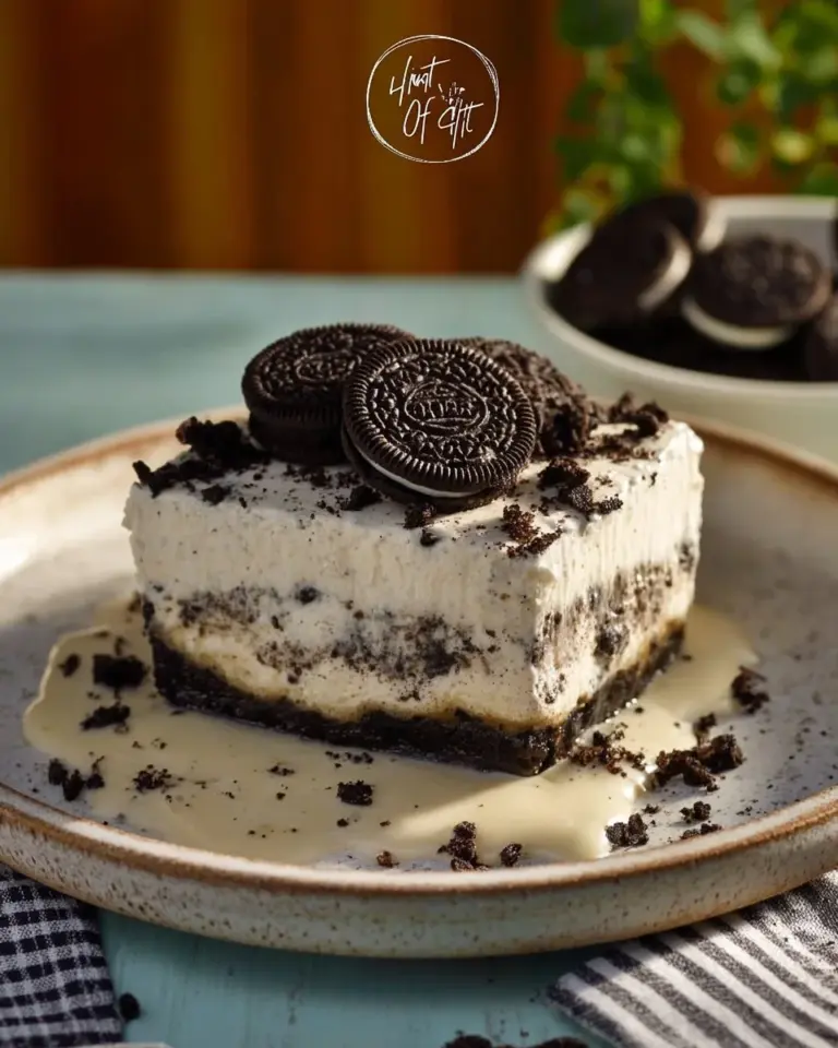 Oreo Three Milks Cake topped with crushed Oreos and chocolate drizzle