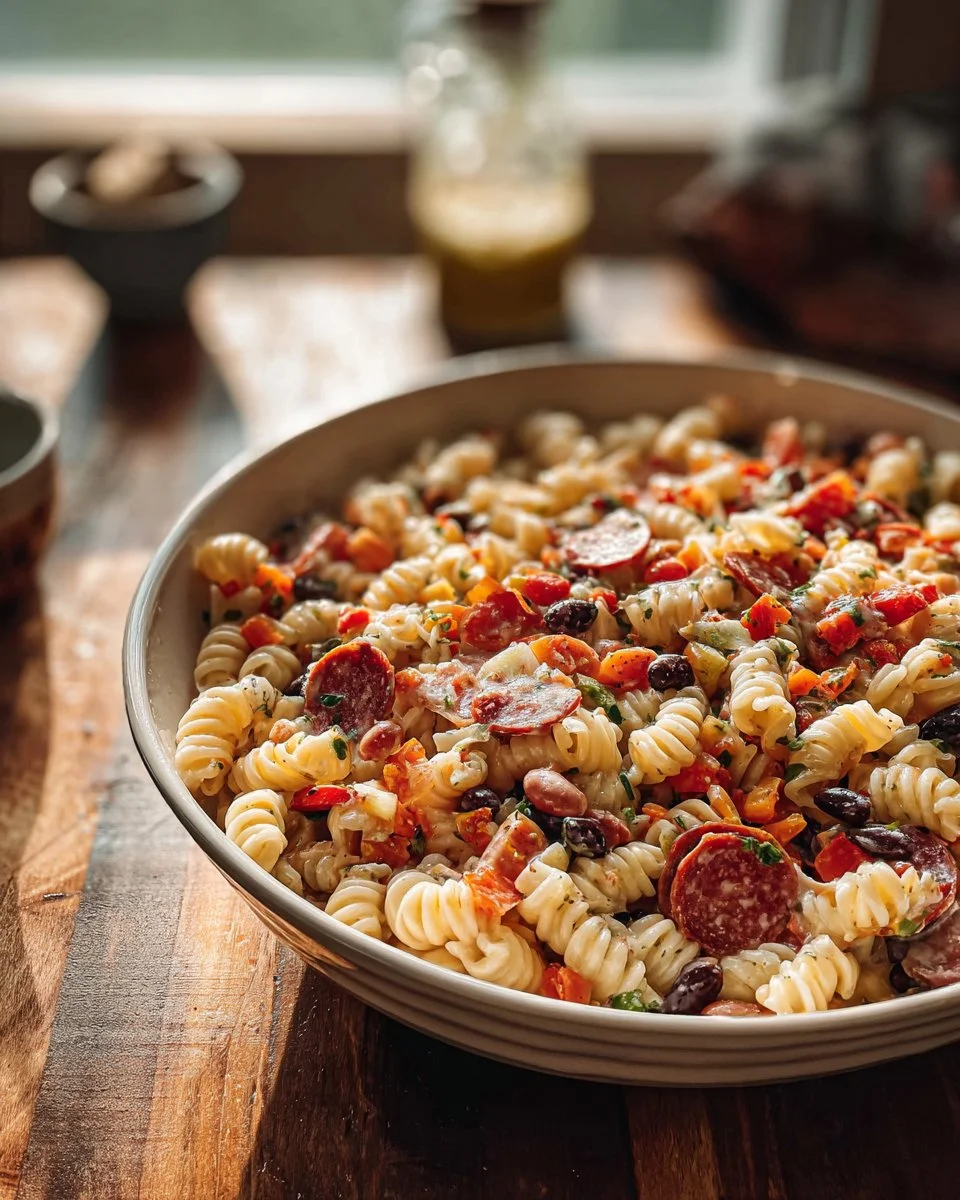 Pasta Salad with Pepperoni and Beans