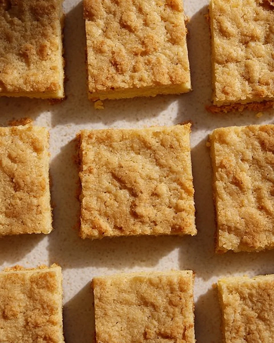 Homemade Peanut Butter Oat Bars stacked on a wooden surface.
