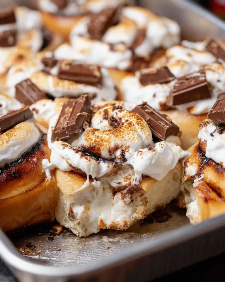 Delicious S'mores Cinnamon Rolls with Marshmallow Fluff Frosting