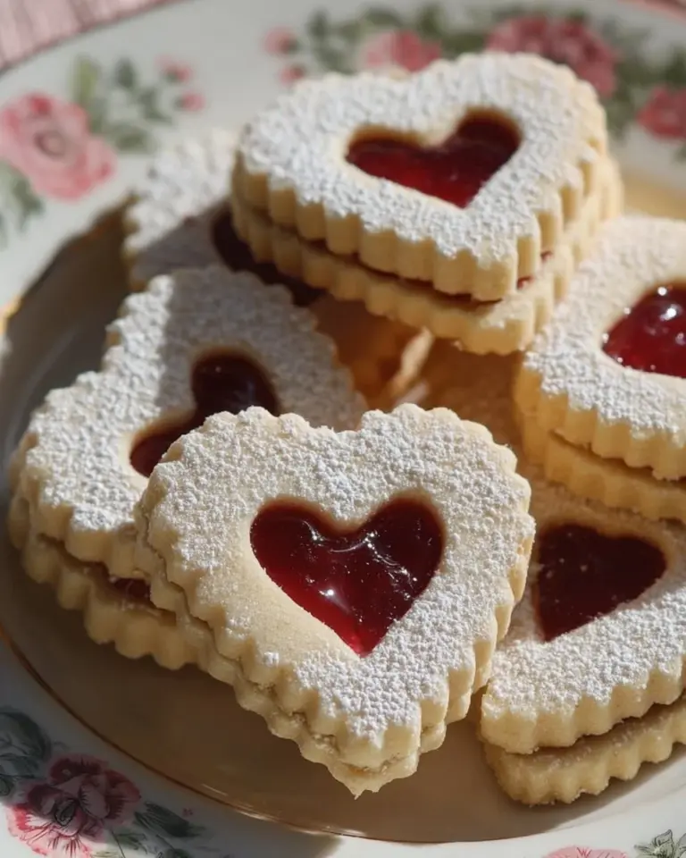 Delicious soft and sweet Linzer cookies on a baking tray