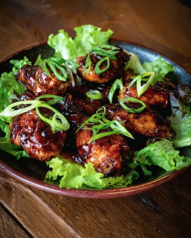 Delicious Sticky Tamarind Chicken served with fresh, crisp lettuce