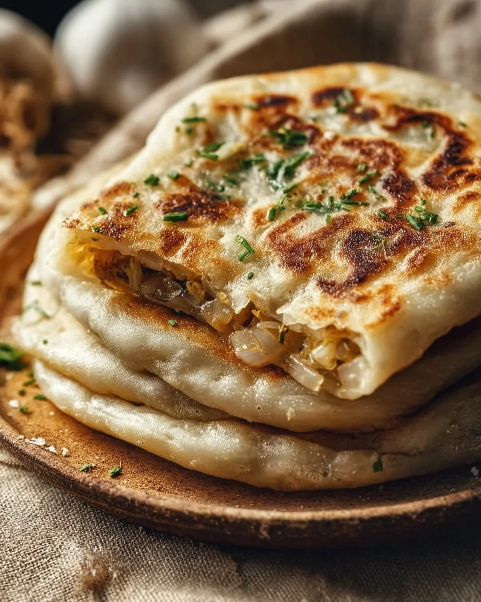 Stuffed Moroccan Msemen with Onions and Herbs