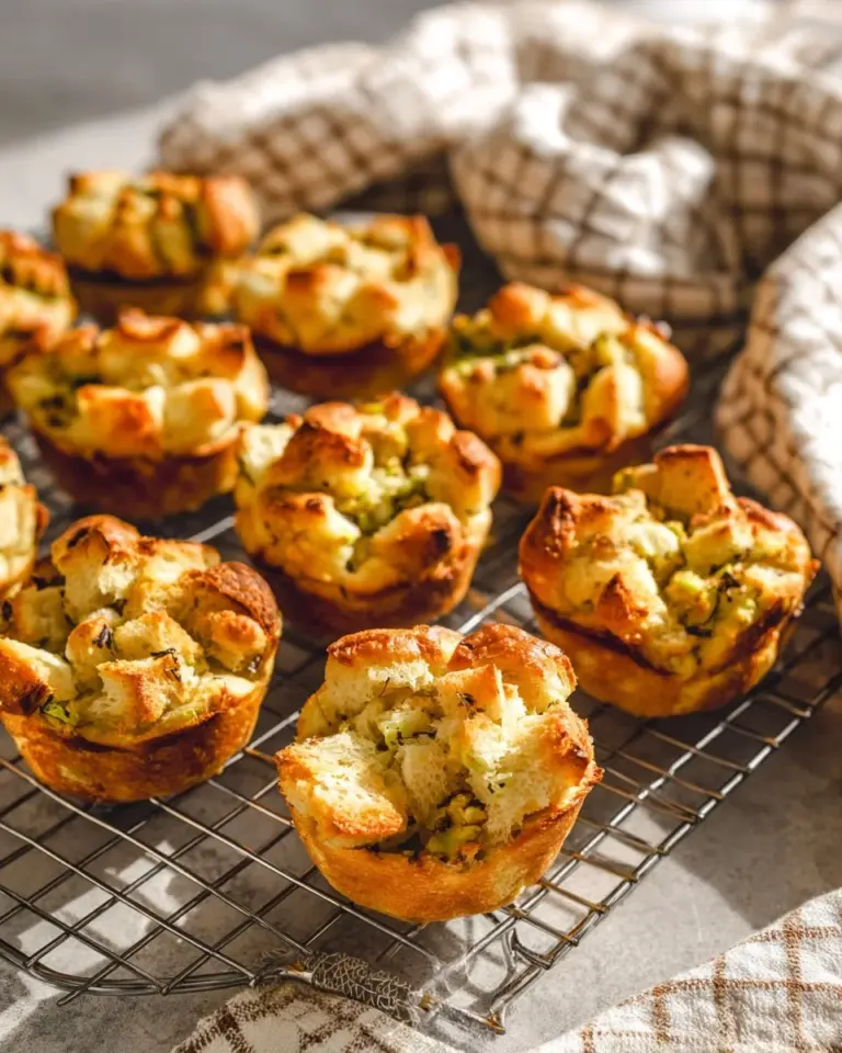 Delicious homemade stuffing muffins baked and ready to serve.