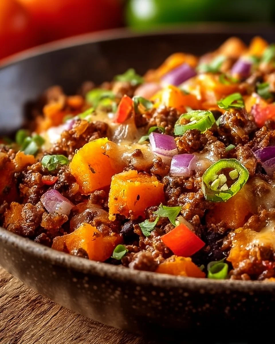 Tex-Mex Sweet Potato Hash with Ground Beef