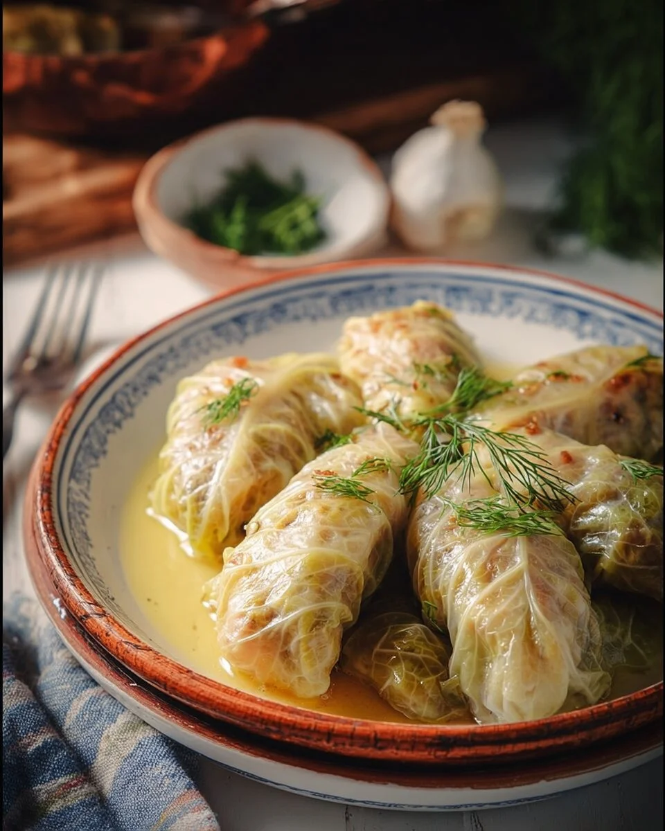 Traditional Greek Stuffed Cabbage Rolls