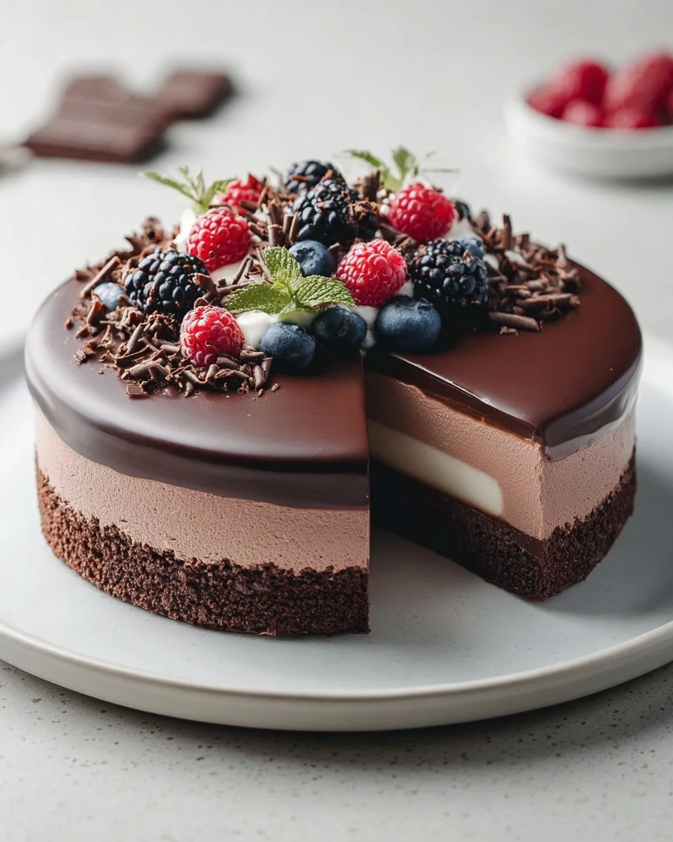 Triple Chocolate Mousse Cake