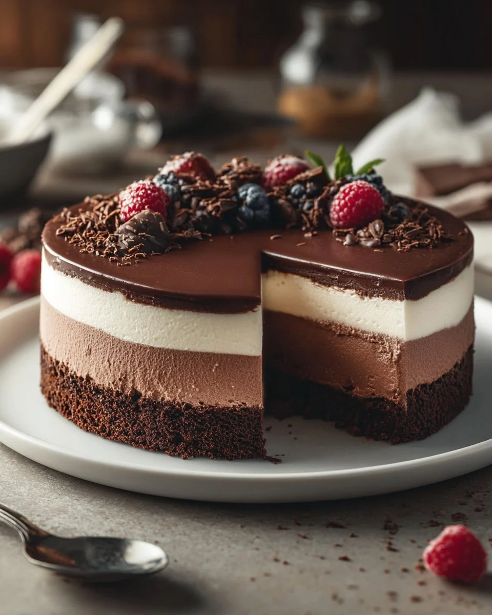 Triple Chocolate Mousse Cake