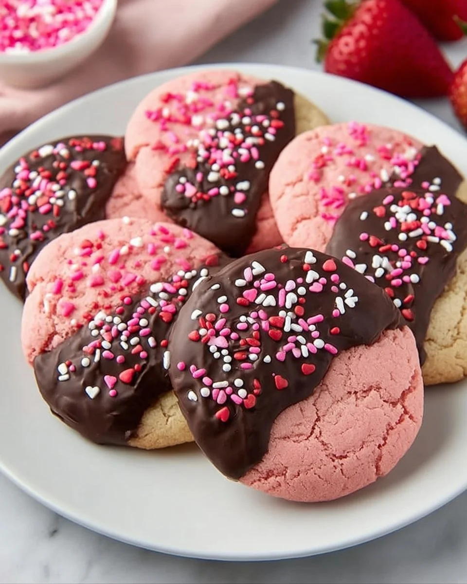 Valentine's Day Chocolate Covered Strawberry Cookies