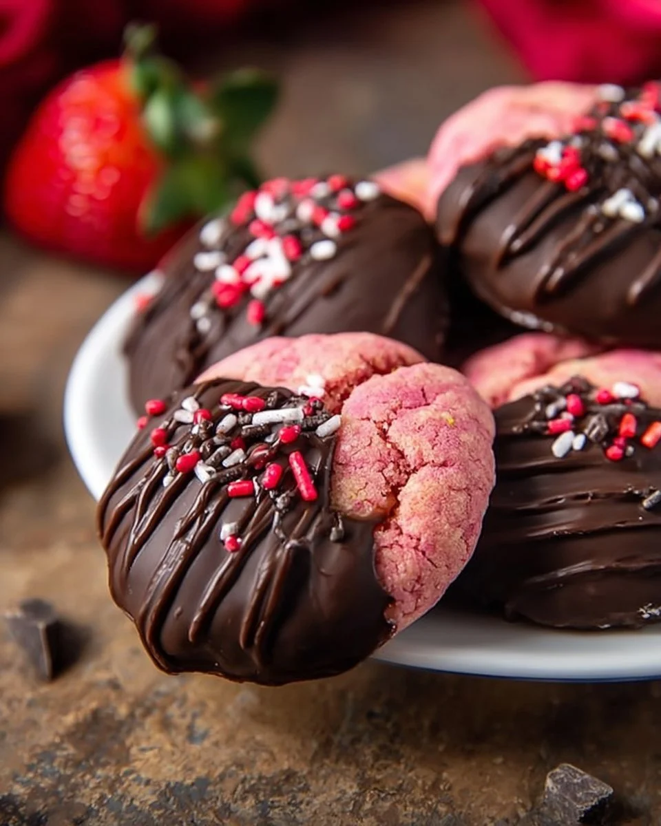Valentine's Day Chocolate Covered Strawberry Cookies