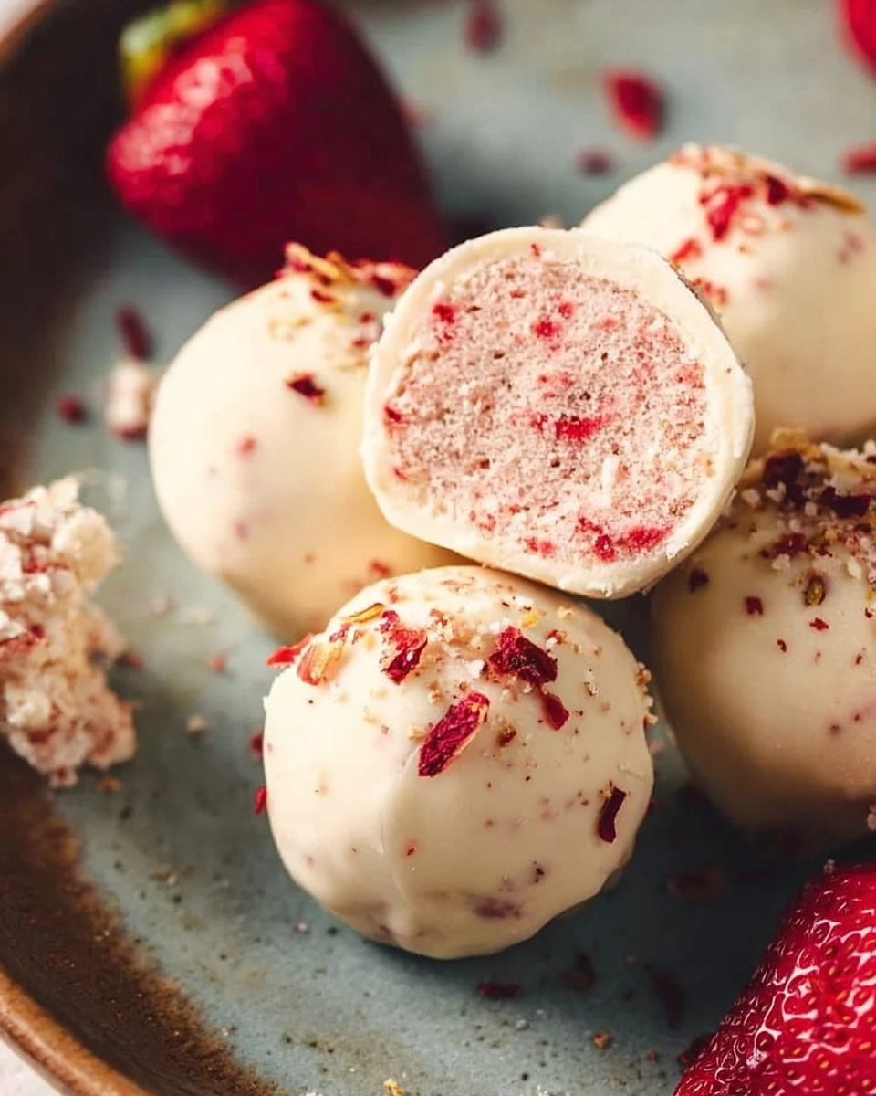White Chocolate Strawberry Truffles