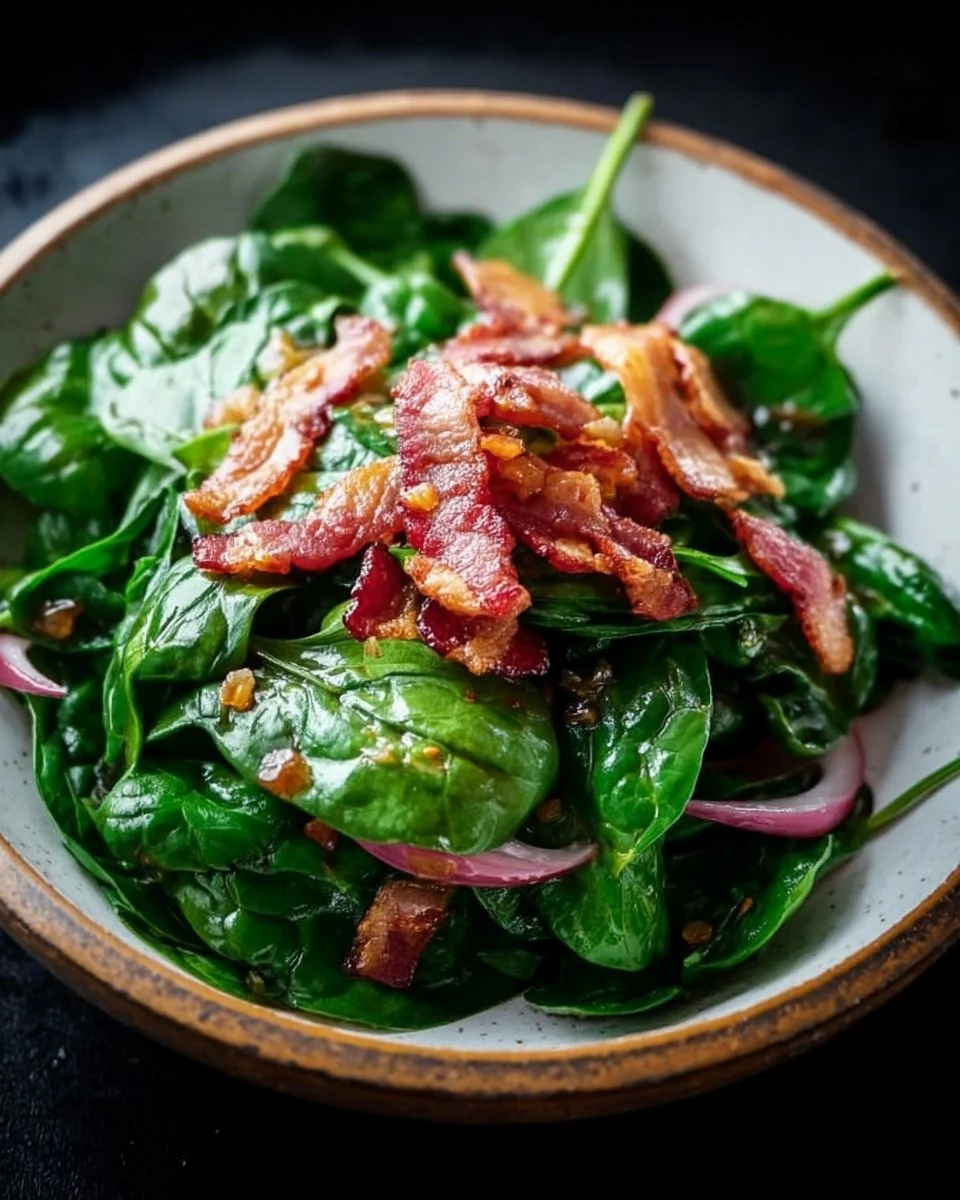 Wilted Spinach Salad with Crispy Bacon