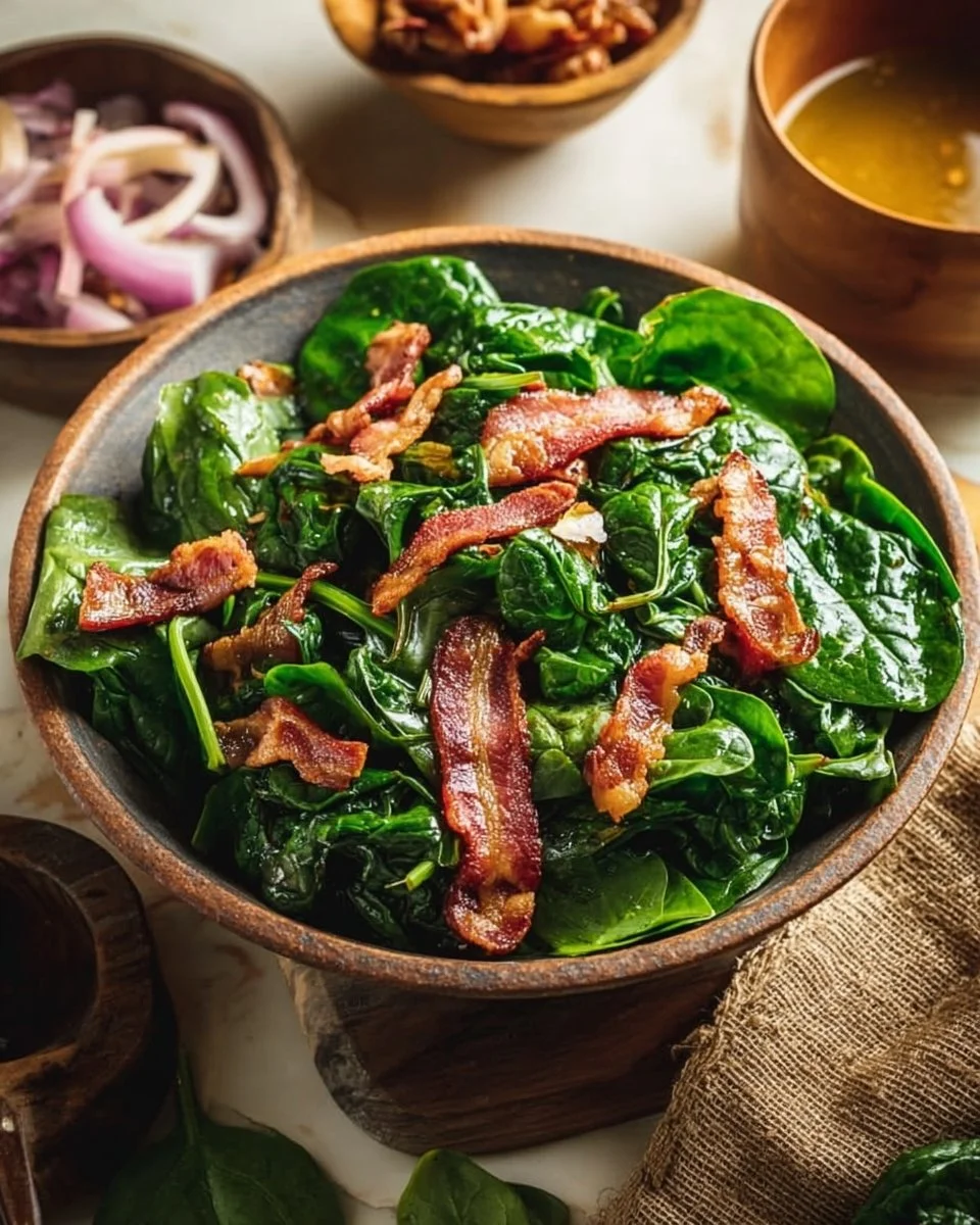 Wilted Spinach Salad with Crispy Bacon