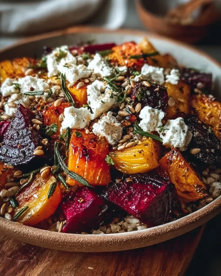 Delicious Winter Harvest Dinner Bowl filled with seasonal vegetables and grains.