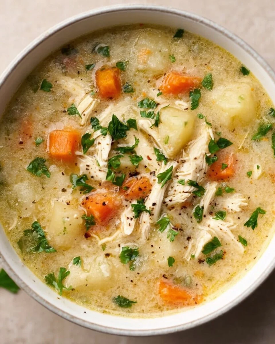 High Protein Chicken Pot Pie Soup