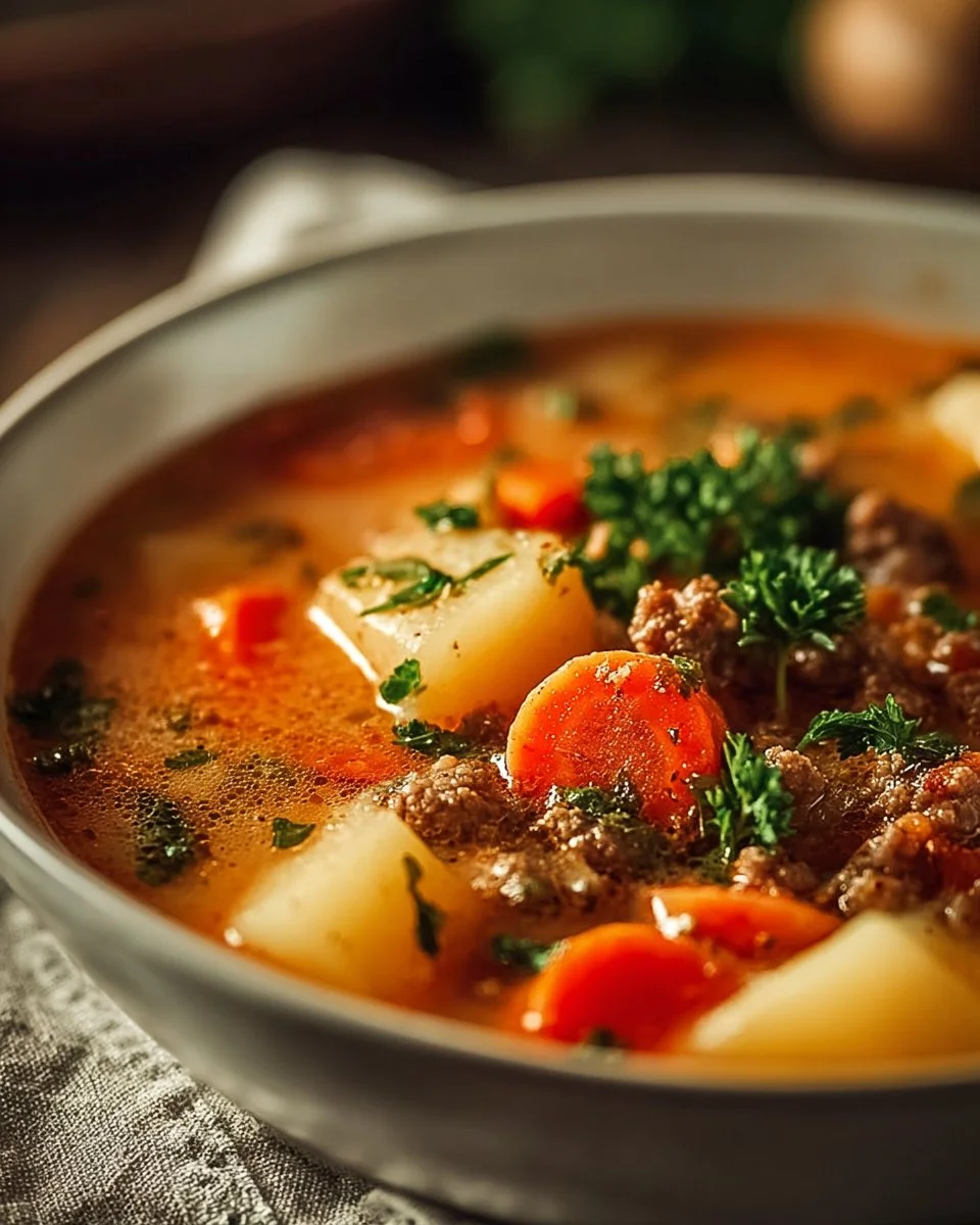 Crockpot Creamy Potato and Hamburger Soup