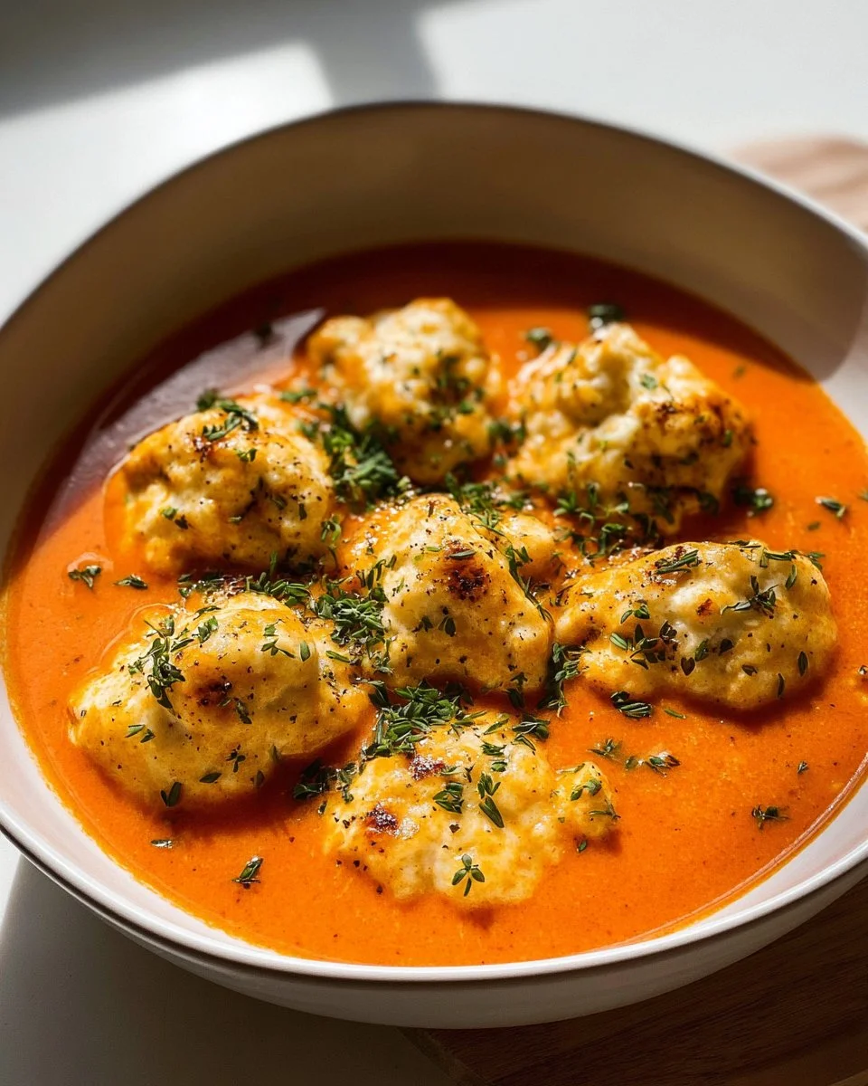 Tomato Soup with Cheddar Bay Dumplings