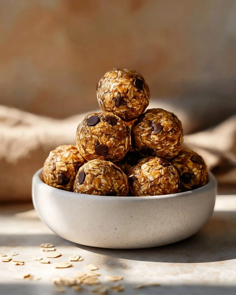 Nutritious energy balls made with flax seed for a healthy snack.