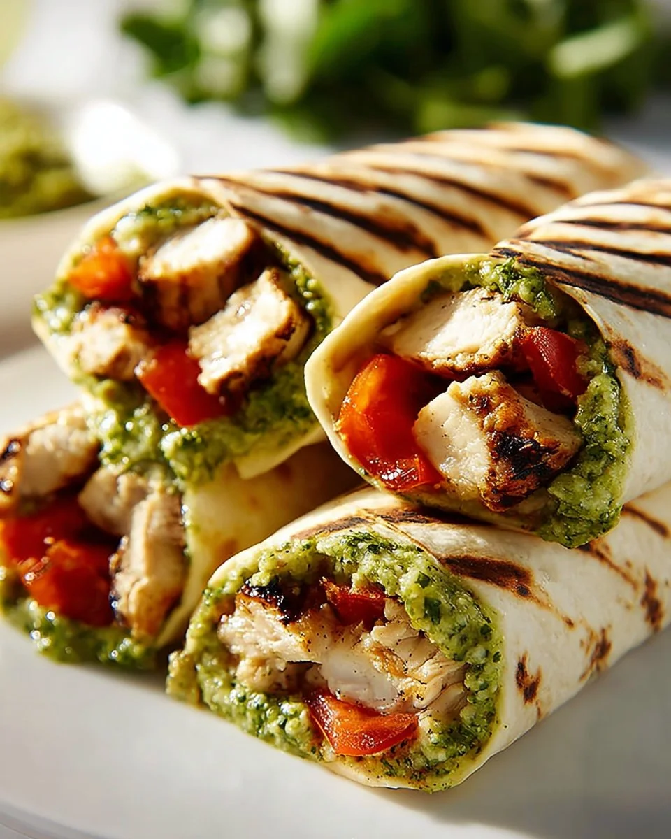 Bruschetta Chicken Pesto Wrap made with fresh ingredients