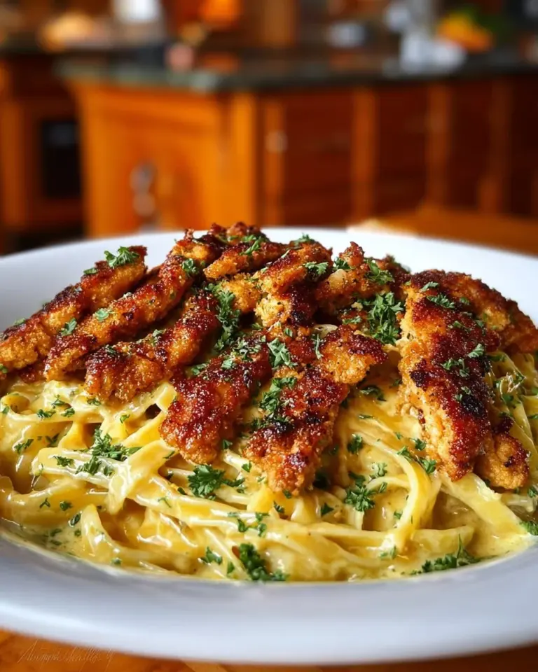 Cajun Chicken Spaghetti in creamy garlic mozzarella sauce served on a plate