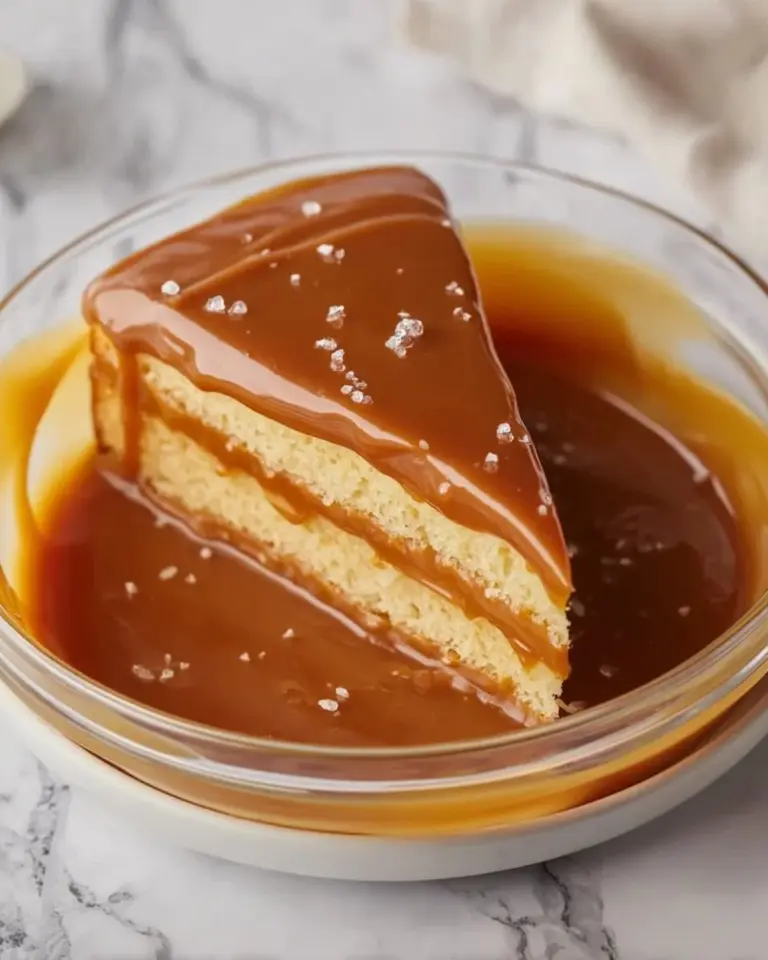 Delicious homemade caramel sauce drizzled over desserts