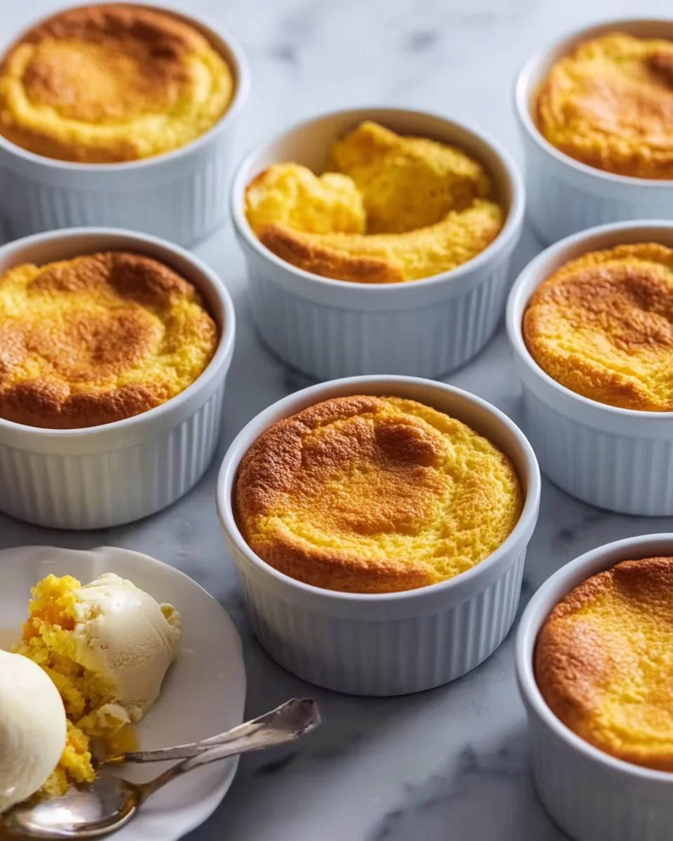 Delicious homemade Carrot Soufflé served in a white dish