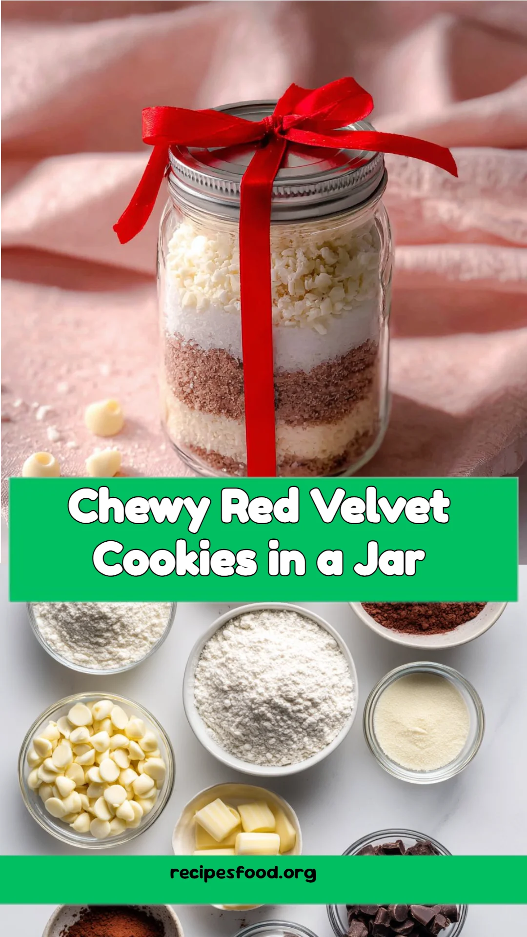 Chewy Red Velvet Cookies in a Jar