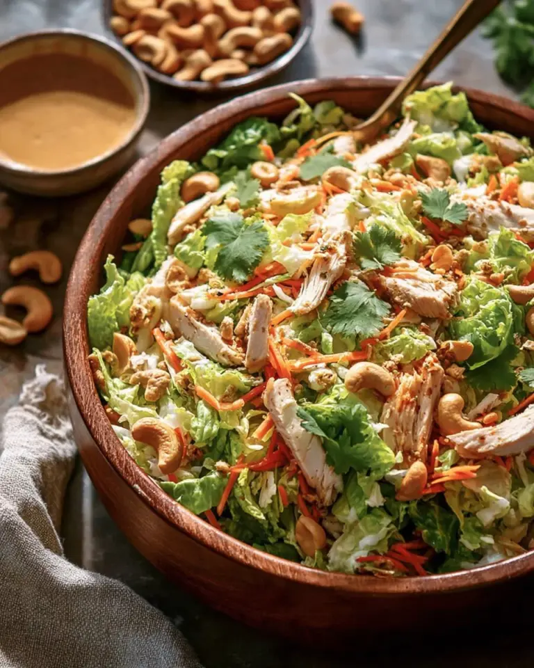 Delicious Chicken Cashew Salad with crunchy vegetables and cashews