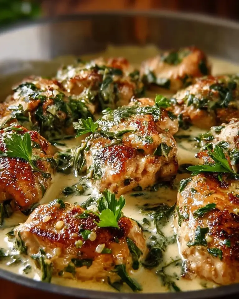 Delicious Chicken Florentine served with spinach and creamy sauce