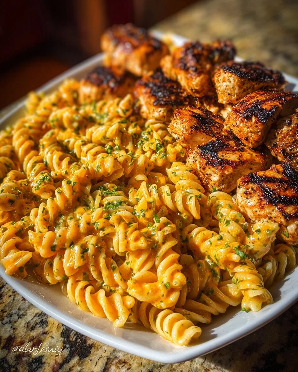 Chicken Rotini in Mozzarella Velveeta Sauce