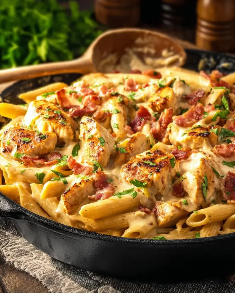 Creamy Crack Chicken Penne featuring tender chicken and rich sauce